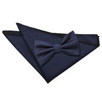 Solid Check Navy Blue Bow Tie 2 pc. Set