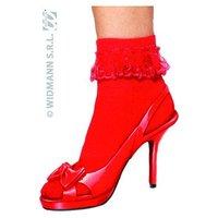 Socks Withruffle Lace Trim - 70 D - Red Accessory For Lingerie Fancy Dress