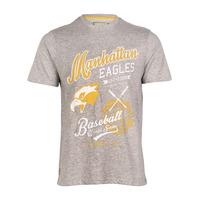 South Shore Baseball Crew Neck T-shirt in Lt Grey Marl