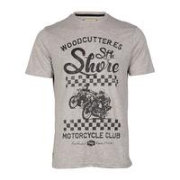 South Shore Woodcutter Printed T-shirt in Lt Grey Marl