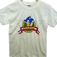 sonic classic logo t shirt size l white