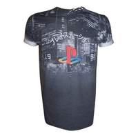Sony Playstation City Landscape All-over Sublimation T-shirt Large Dark Grey (ts221003sny-l)