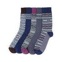 Southbay Pack of 5 Fair Isle Socks