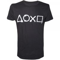 Sony Playstation Spray Painted Buttons Mens Small T-Shirt - Black