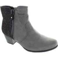 Soft Line womens medium heel grey leopard print back side zip up ankle bo women\'s Low Ankle Boots in grey