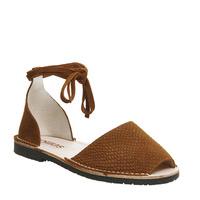 Solillas Ankle Tie Sandal TAN SNAKE SUEDE