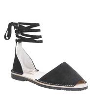 solillas ankle tie sandal black suede