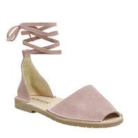 Solillas Ankle Tie Sandal PINK SUEDE