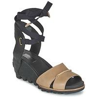 sorel joanie wrap womens sandals in black