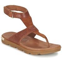 sorel torpeda ankle strap womens flip flops sandals shoes in brown