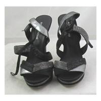 Solo Song, size 3.5/36 black, silver & grey evening sandals