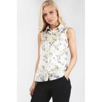 soft floral sleveless satin shirt