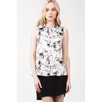 SOFT FLORAL SLESS SATIN SHIRT