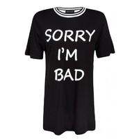 SORRY I AM BAD RIB NECK TEE