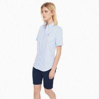 solid short sleeve stretch oxford shirt light blue