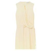 solid sleeveless drape dress pale lemon