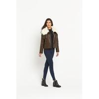 South Oversized Faux Fur Pu Biker Jacket