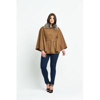 So Fabulous Faux Fur Collar Belted Cape
