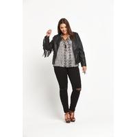 so fabulous pu fringe biker jacket