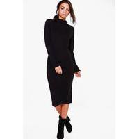 sofie knitted roll neck dress black