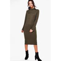 Sofie Knitted Roll Neck Dress - khaki