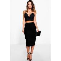 Soft Suedette Midi Skirt - black