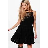 Sonia Crochet Tassle Side Dress - black