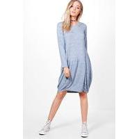 Soft Knit Midi Dress - blue