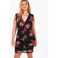 sofia floral ruched plunge dress multi