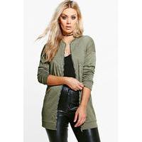 Sophie Rib Longline Bomber - khaki