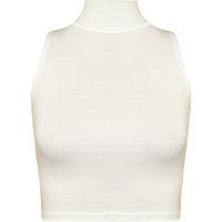 sophie basic sleeveless turtleneck crop top cream