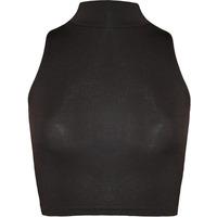 sophie basic sleeveless turtleneck crop top dark brown