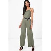 solid colour jersey jumpsuit khaki