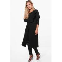 Sophie Ruffle Front Duster Jacket - black