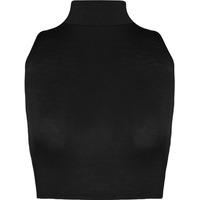 sophie basic sleeveless turtleneck crop top black