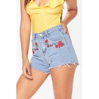 Sophie Denim Embroidered Shorts