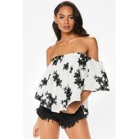 Sophie White Floral Detail Bardot Top