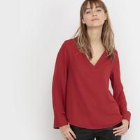 Softly Draping Crêpe Blouse with Flared Sleeves