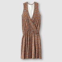 Softly Draping Leaf Print Wrap Dress