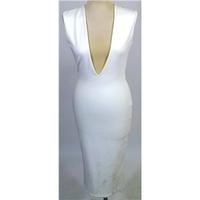 Solace London Cream Knee Length Dress with Plunge Neck Size 8