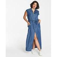 Soft Tencel Denim Maxi Shirt Dress