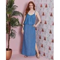 soft tencel denim layer maxi dress