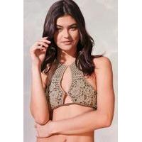 somedays lovin sun sway crochet high neck bikini top khaki