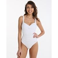 Solid Twist Front One Piece D Cup - White