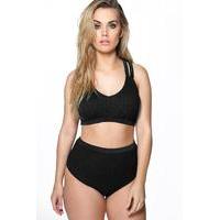 Sophie Black Crochet High Waist Bikini - black