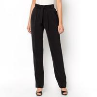 Softly Draping Crêpe Trousers with Tie Belt