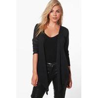 soft knit waterfall cardigan black