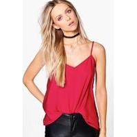 Solid Woven Cami - raspberry