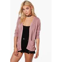 Soft Knit Edge to Edge Cardigan With Pockets - blush