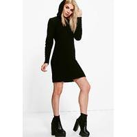 Soft Knit Hooded Jumper Dress - black